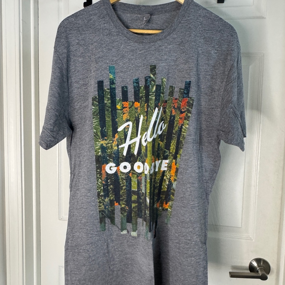 Hello Goodbye Band Tee by Next Level Apparel Gray Graphic Shirt XL